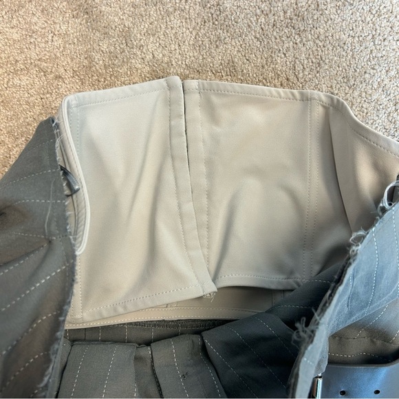 Zara charcoal gray pinstripe bustier corset top strapless raw unfinished hem L - Picture 9 of 16